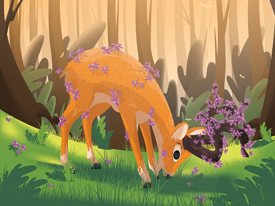 Young Floral Deer illustration