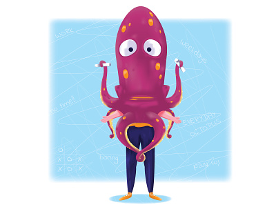 Depression or "Everyday Octopus" blog boring character creative depression design everyday illustration octopus time vector years