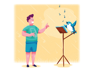 The birds who can't sing illustration bird birds blog conduct conductor illustration man music sing singer song