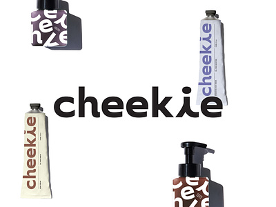 Cheekie Skincare all natural bottle branding cream design lavender logo minimal monotalic packaging skincare tube typography