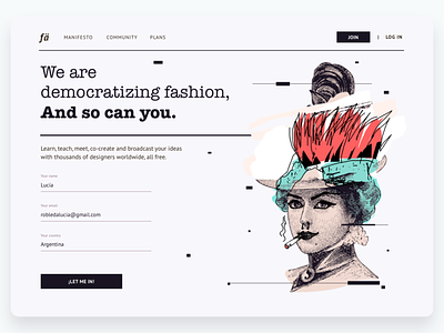 Daily UI #001 · Sign Up art direction daily 100 challenge dailychallenge dailyillustration dailyui dailyui001 desktop fashion fashion app form form field illustration landing page sign up sign up page typography ui template ui ux design uidesign ux