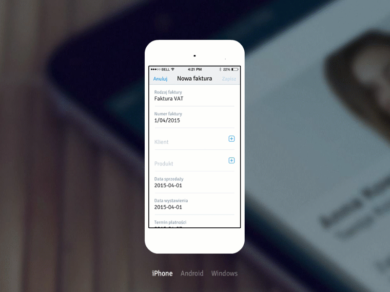 inFakt mobile - animation for landing page accounting android animation app invoicing iphone landing page mobile mobile app phone website windows