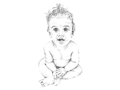 Baby boy baby black and white boy design illustration pointillism portrait sketch