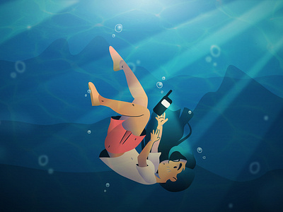 Down in the ocean adobe alone design dribbble girl girl character girlpower help helpme illustration illustrator loneliness ocean ocean life oceano prlpwr vector vectorial