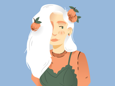 Orange Girl blondie design fruit girl girl character illustration long hair orange portrait vector