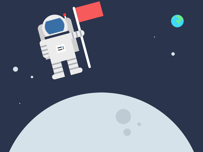 Astronaut animation astronaut design earth flag icon illustration land moon principle stars ui vector