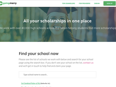 School Pages - School Finder utility marketing product product design ui uiux web apps web design