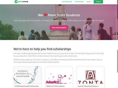 Scholarship Landing Page