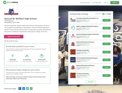 High School Scholarship App Page app design product design product management startup ui ui design ux ux design web apps web design