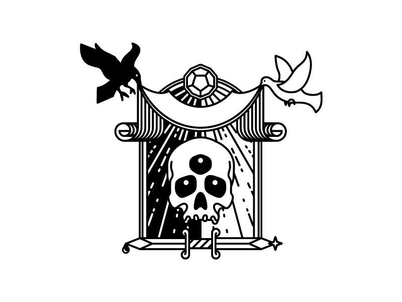 Untitled third eye dodecahedron negative positive metaphysics raven dove ribbon cosmic rays illustration icon pluralism