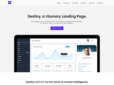 Destiny Landing Page Template app business creative landing landing page minimal