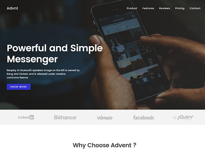 Advent Landing Page agency business creative ecommerce minimal portfolio