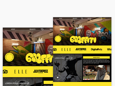 Graffiti UI WEB 3d animation art branding food graffiti graphic design logo motion graphics typo typography ui uiux vector yelow