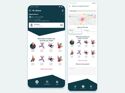 Health care services app ui