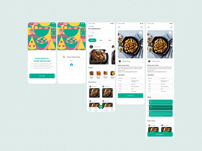 Food recipe app 3d branding design flat food food recipe graphic design illustration logo recipe ui uiux vector