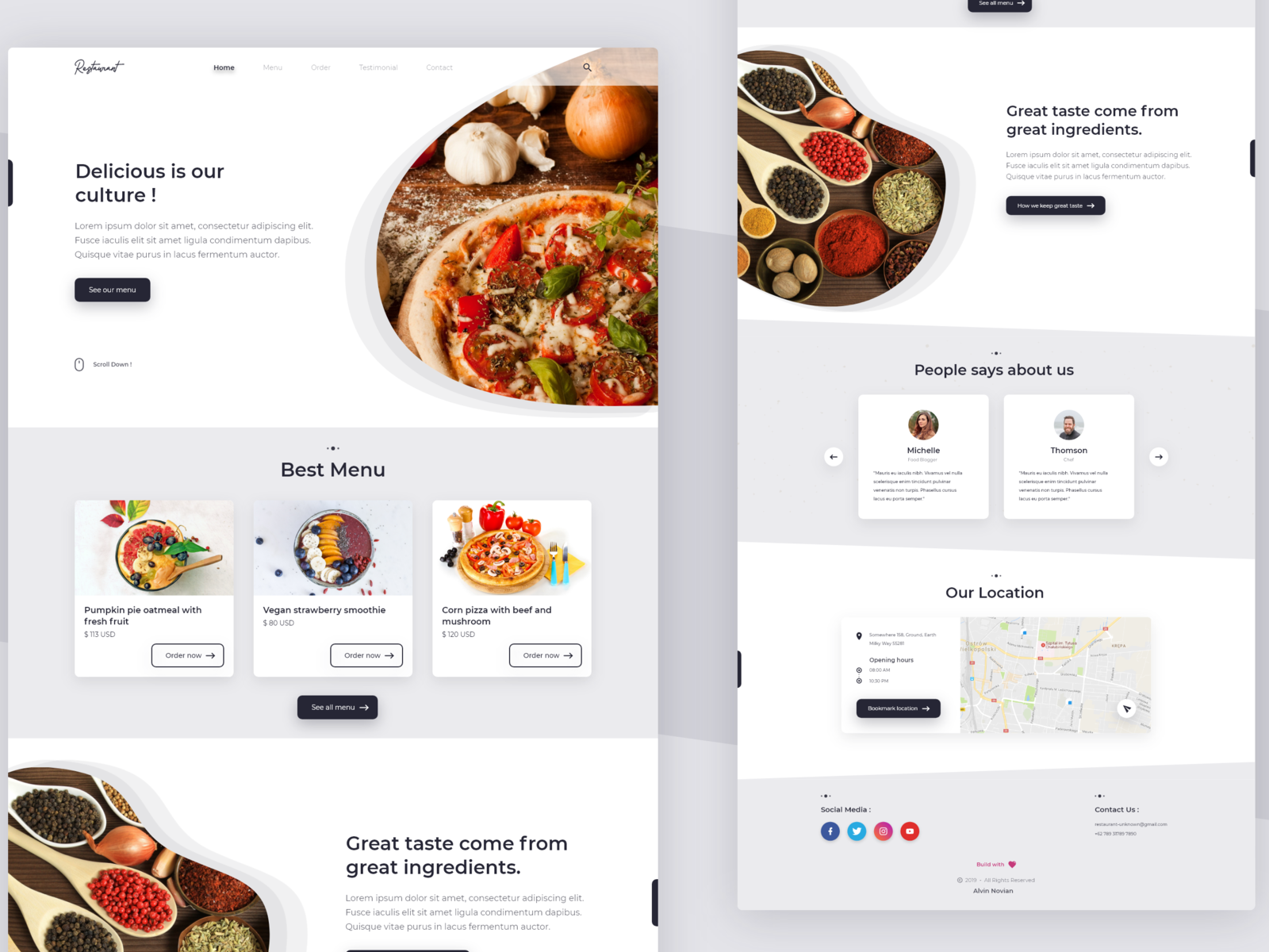 Restaurant Landing Page by Alvin Novian on Dribbble