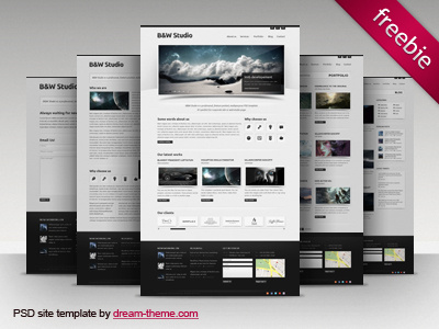 B&W Studio - Free PSD Site Template free free psd freebie psd site template template web template