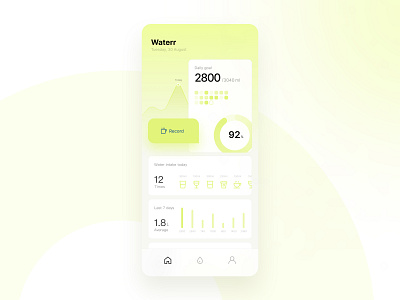 Water drinking record app concept #1 concept drink green statistics ui water