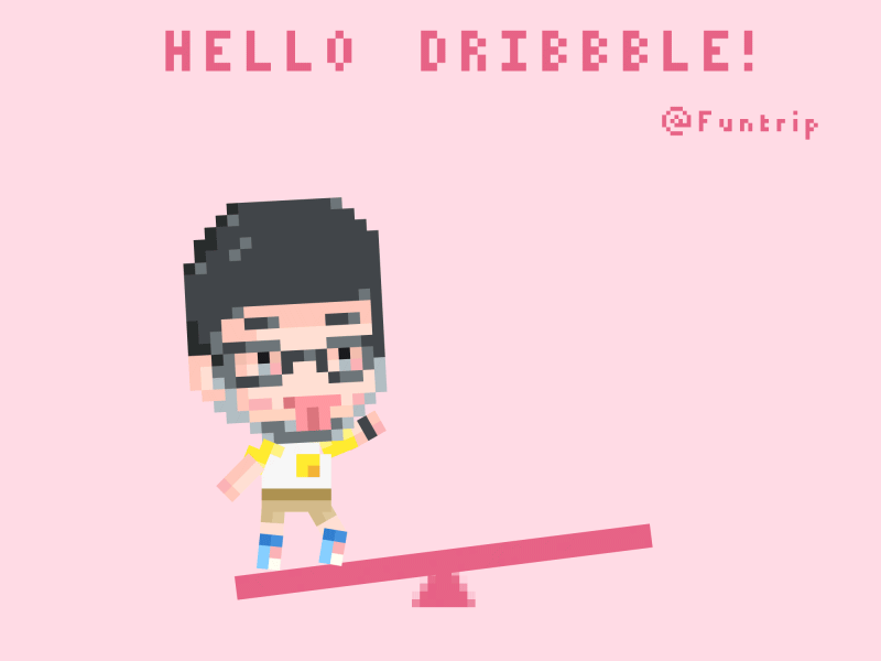 Hello dribbble! @funtrip debut gif hello dribbble motion pixel art