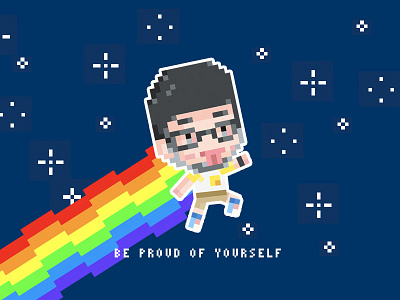 Be proud of yourself. nyan pixel pride rainbow