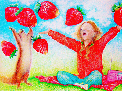 Strawberry mood design illustration typography