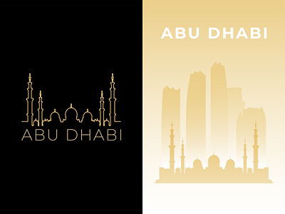 Abu Dhabi (UAE) skyline silhouette adobe illustrator black graphic design illustration silhouette