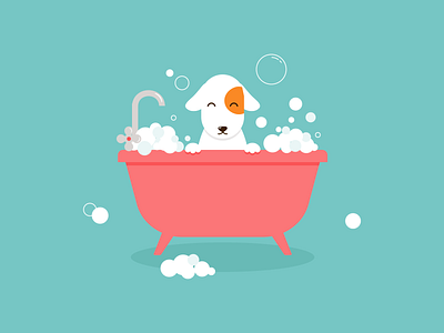Cute Dog in the Bath adobe illustrator cartoon graphic design illustration vector water