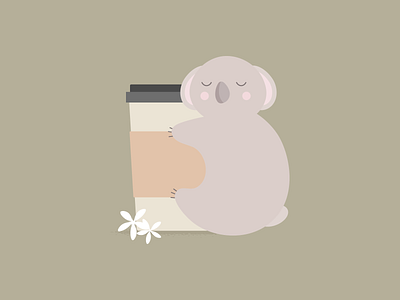 Koala Who Loves Coffee adobe illustrator dream flower graphic design illustration vector