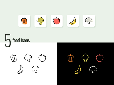 Food Icons Set adobe illustrator graphic design vector vegan