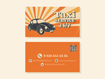 Taxi business card design in retro style adobe illustrator blue branding design graphic design logo vector