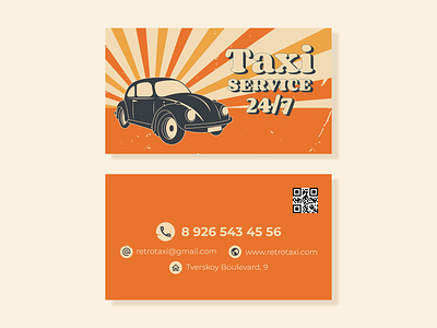 Taxi business card design in retro style