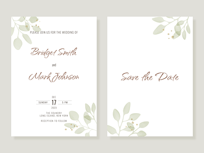 Wedding invitation adobe illustrator design graphic design green vector