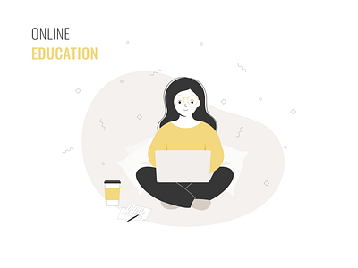 Girl with a laptop adobe illustrator branding design graphic design illustration study vector
