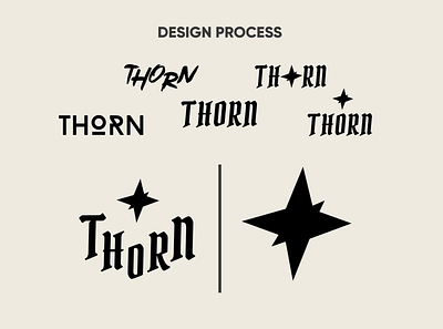 Thorn: The workflow for creating a logo. aesthetic art beautiful branding brandmark design free graphic design icon identity illustration inspiration logo logotype pro professional project typography unique vector