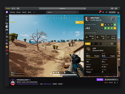 PUBG extension for Twitch.tv concept design extention forgamers games gaming pubg sketch statistics stream streaming twitch twitch.tv ui игры расширение статистика стриминг