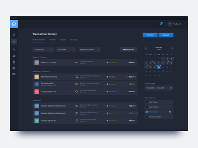 [concept] Payment system webiste data list transaction history transactions