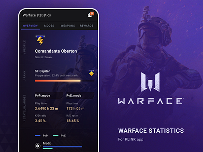 Game Statistics / Warface android app concept game gaming statistics ui