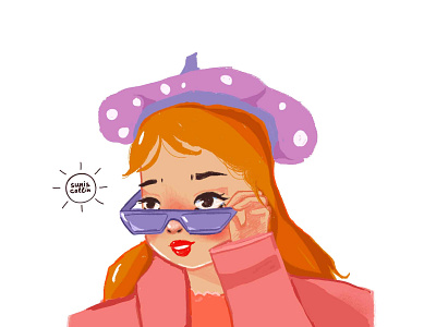 With a beret 2d art character design characters colorful design illustration