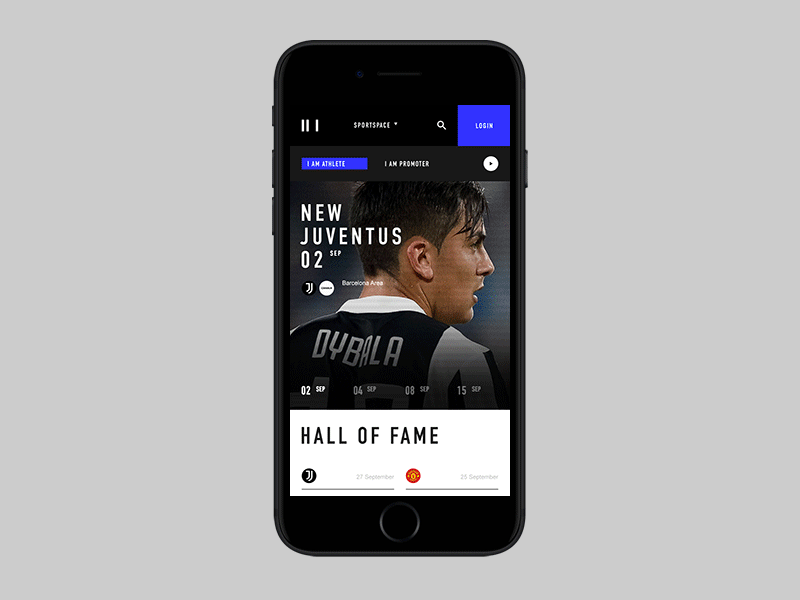 Sportspace fullscreen minimal mobile motion promo ui ux web website