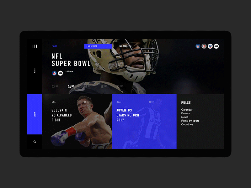 Sportspace desktop fullscreen minimal motion principle promo ui ux web website