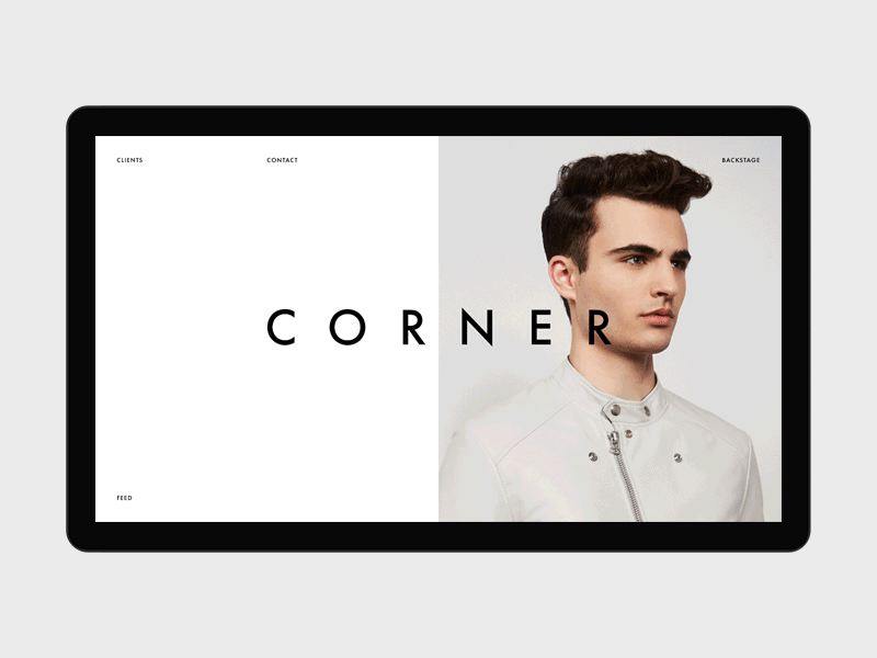 Corner desktop fullscreen minimal motion principle promo ui ux web website