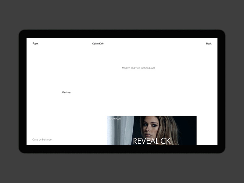 Fuge. desktop fullscreen minimal motion portfolio ui ux web website