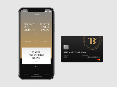 TBB app bank card design flat minimal mobile typography ui ux