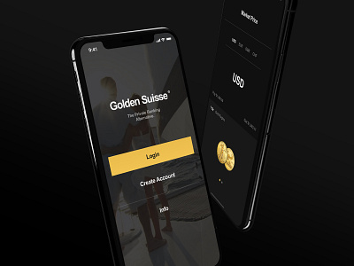 Golden Suisse App app app design banking design flat iphone x minimal mobile ui ux