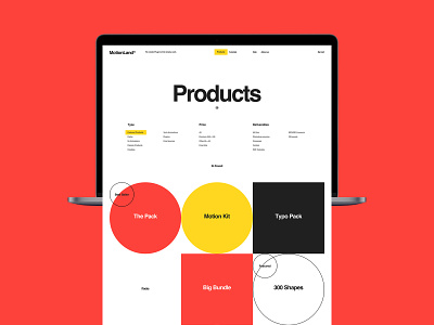 MotionLand design desktop flat minimal promo typography ui ux web website