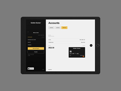 GoldenSuisse account dashboard desktop flat minimal typography ui ux web website