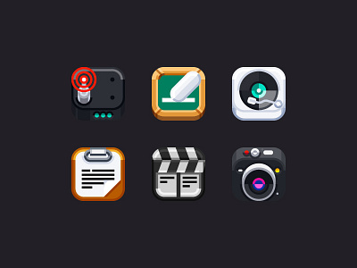 Devices #3 camera chalk board clapboard clipboard icon router turntable ui user interface vector