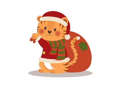 Иллюстрация к Новому 2022 году design graphic design illustration logo vector животное зима костюм новый год подарок праздник ребенок рисунок тигр цвета