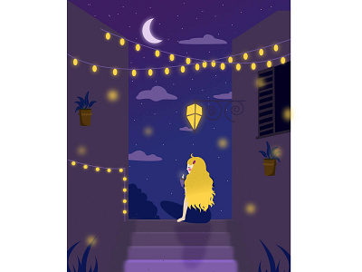 Иллюстрация "Девушка под луной"