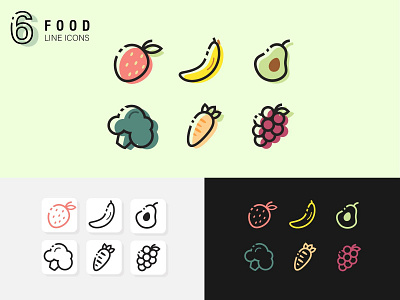 Food icons set for healthy food app branding design graphic design illustration logo ui ux vector еда здоровье приложение рисунок цвета